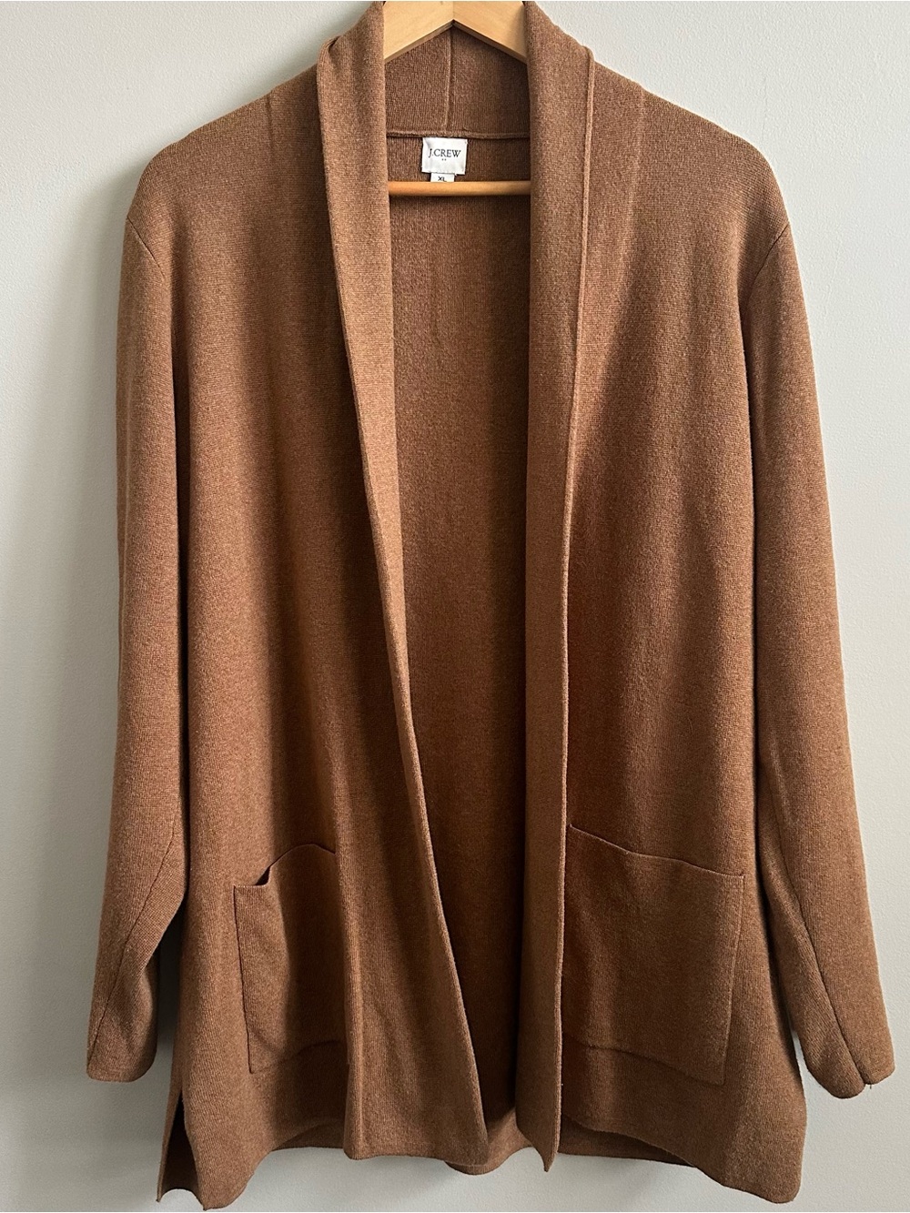 J. Crew Open Front Sweater Blazer Cardigan Camel Brown XL - Like New